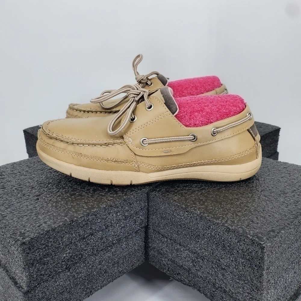 Jarman Classic Men's Boat Shoes Size 8 Tan Khaki All Man Made Deck Shoe Loafer
